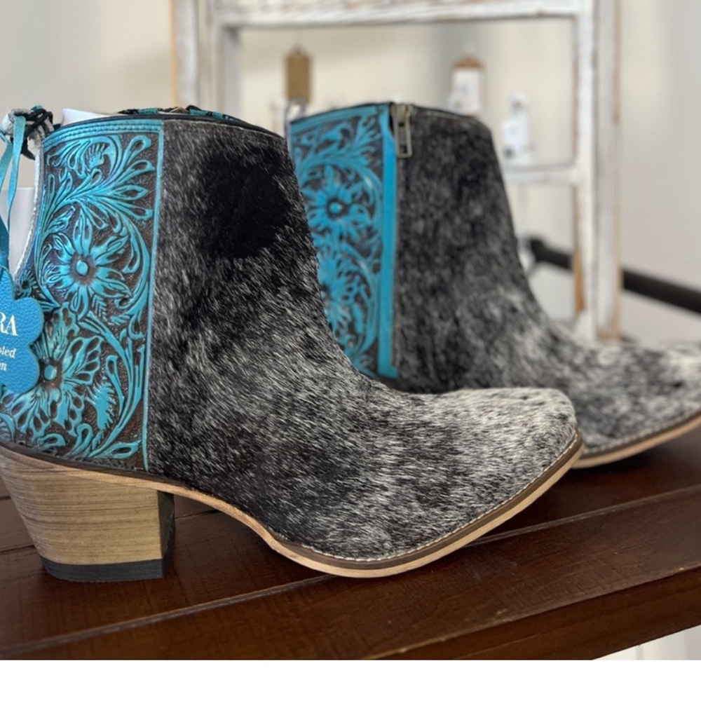 Myra Bag Black and Teal Ankle Boots